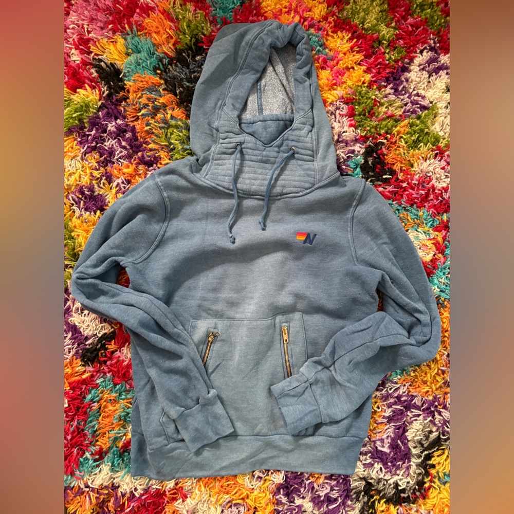Aviator Nation Blue Hoodie with Logo Tag
